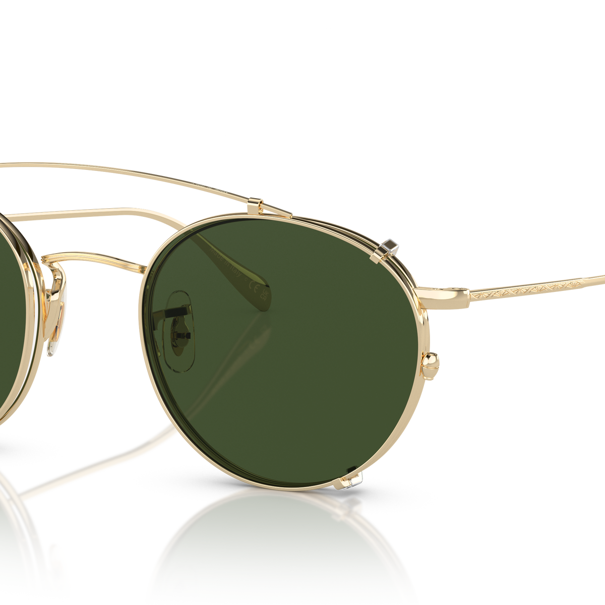 Oliver Peoples Coleridge OV1186C clip-on in soft gold with green lenses
