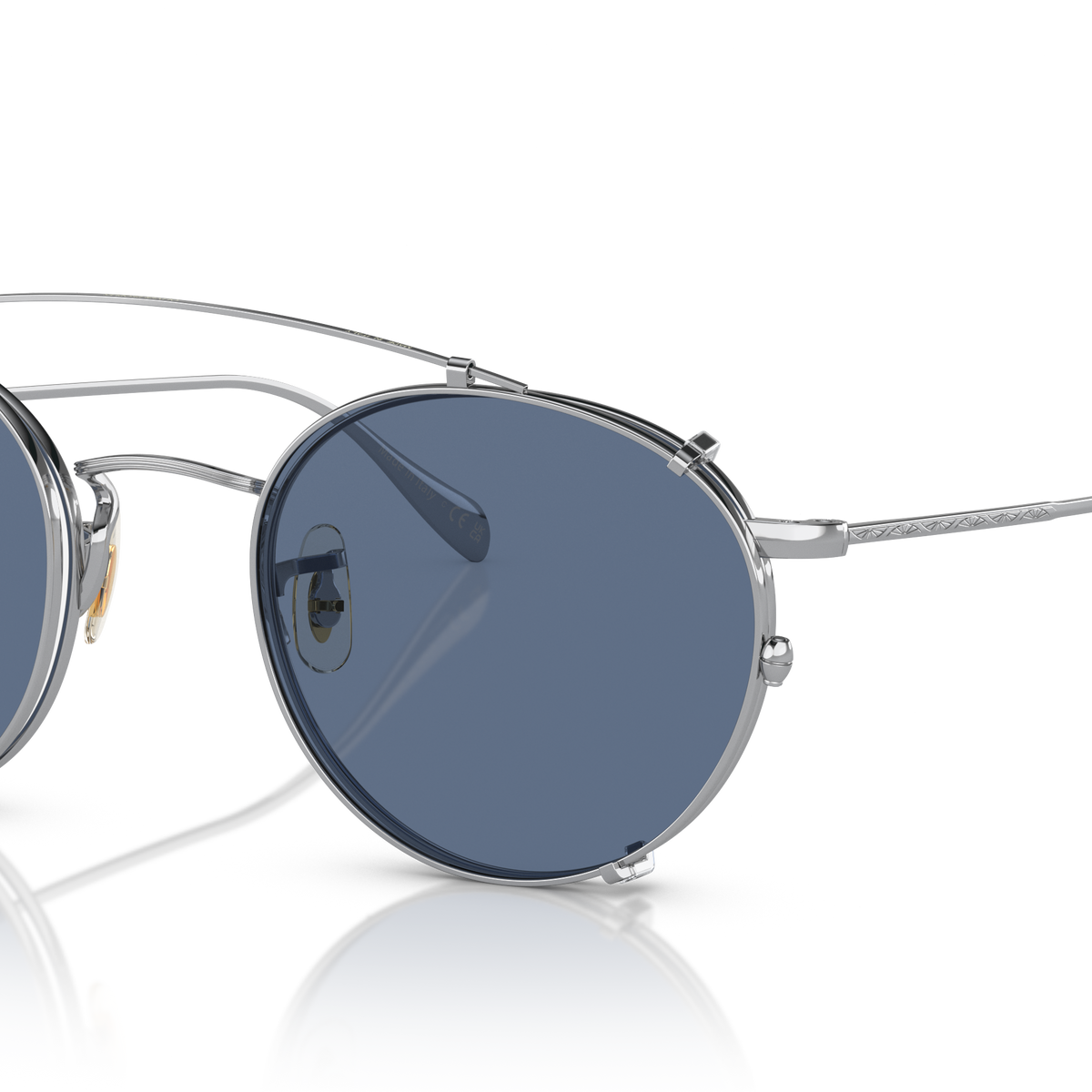 Oliver Peoples Coleridge OV1186C clip-on in silver with blue lenses