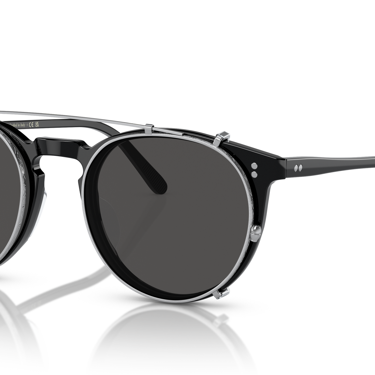 Oliver Peoples O'Malley OV5183CM clip-on in silver with grey lenses