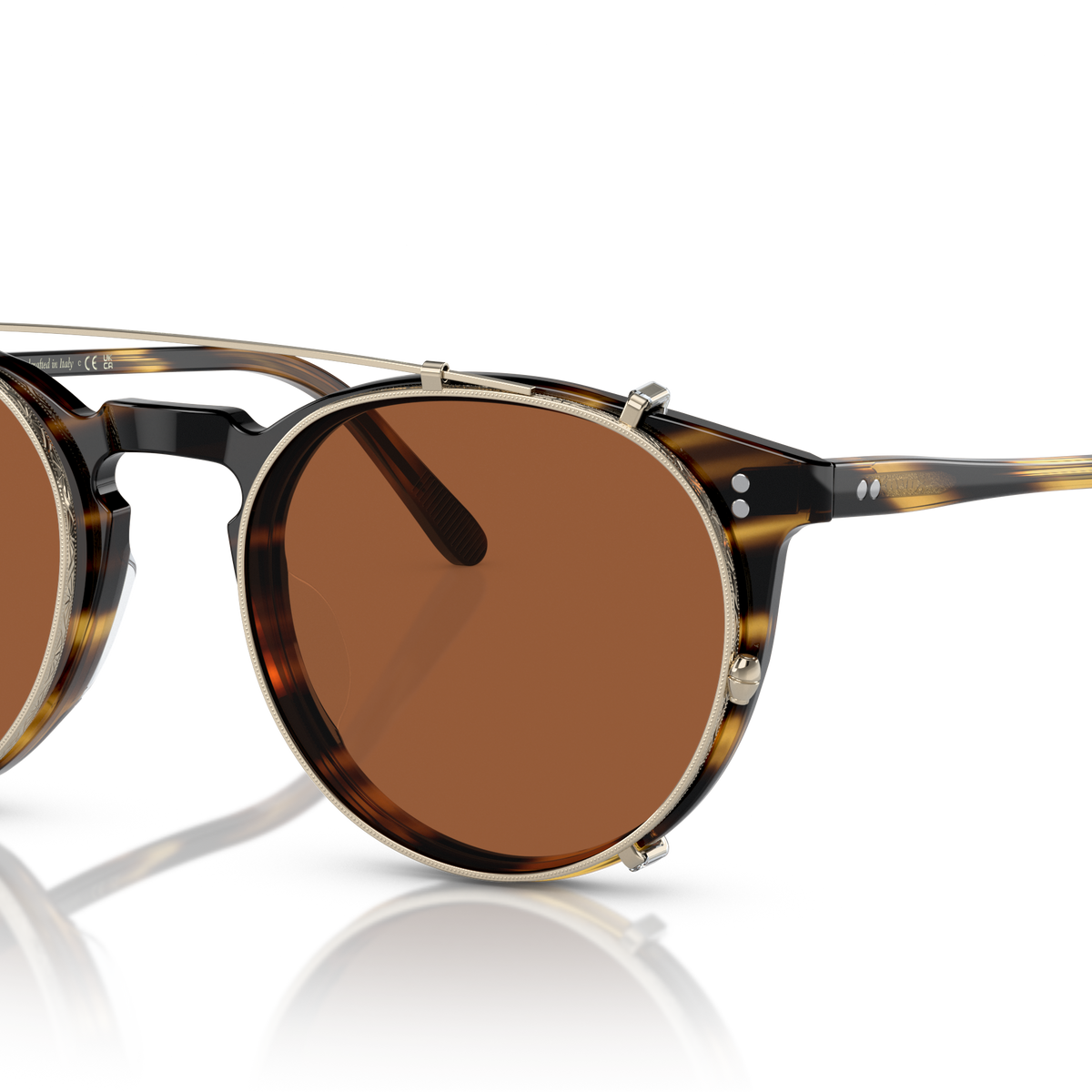 Oliver Peoples O'Malley OV5183CM clip-on in gold with brown lenses