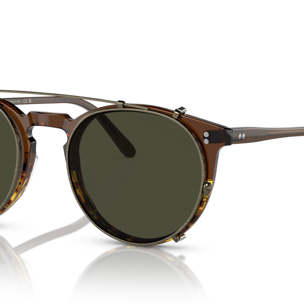 Oliver Peoples O'Malley OV5183CM clip-on in antique gold with G-15 lenses