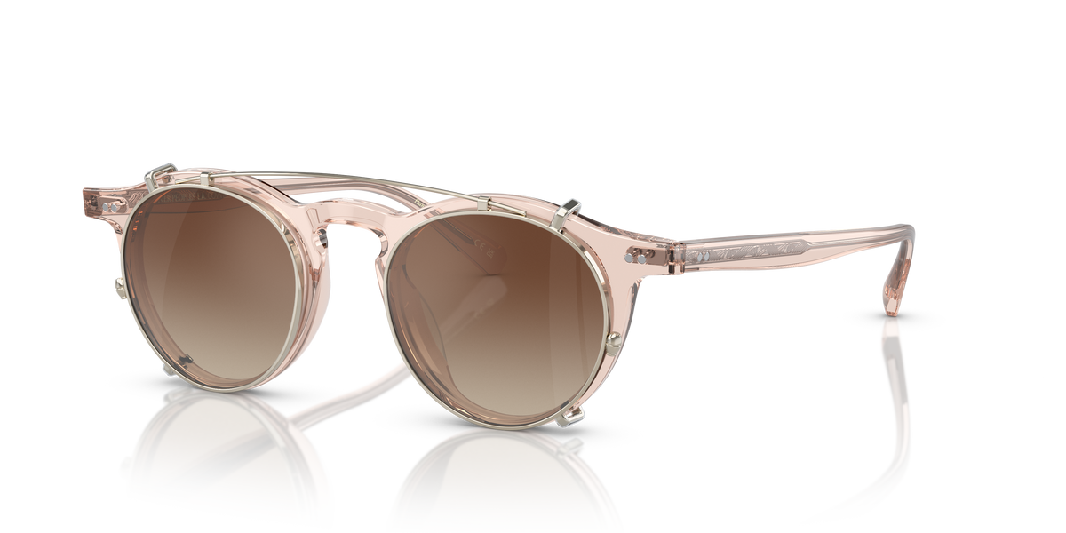 Oliver Peoples OP-13 OV5504C clip-on in soft gold with dark brown lenses