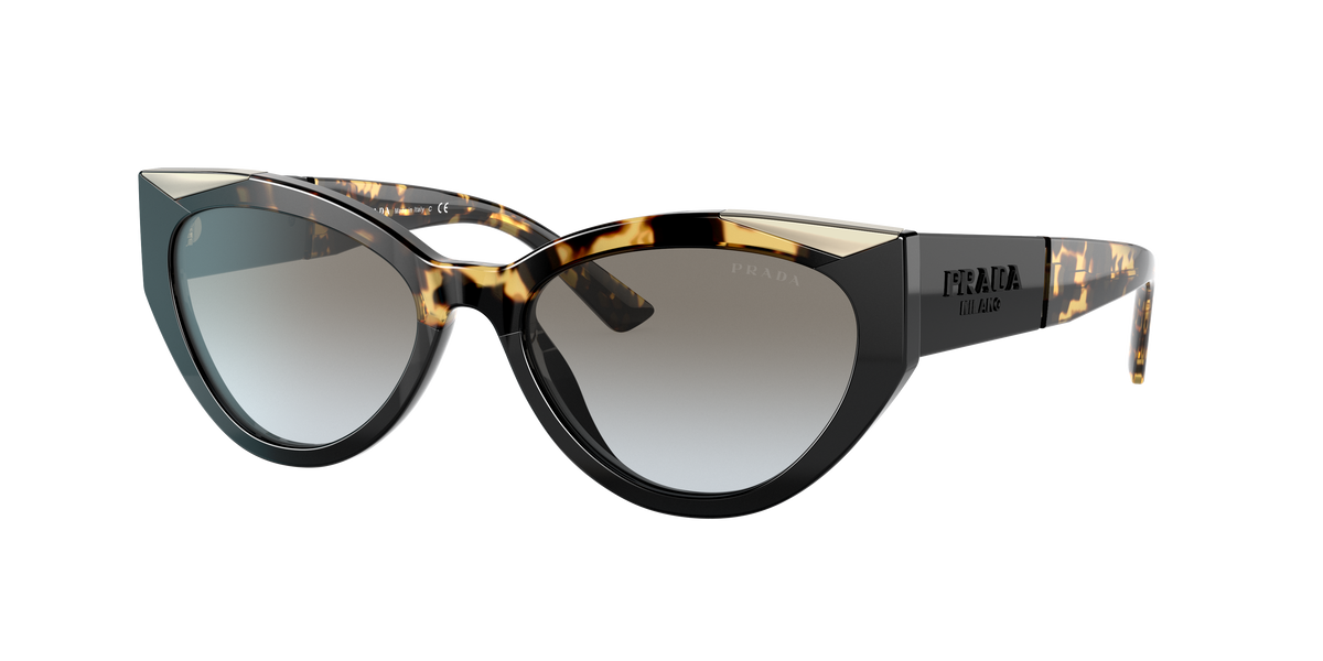 Prada PR 03WS Black/Medium Havana 01M0A7 three-quarter view