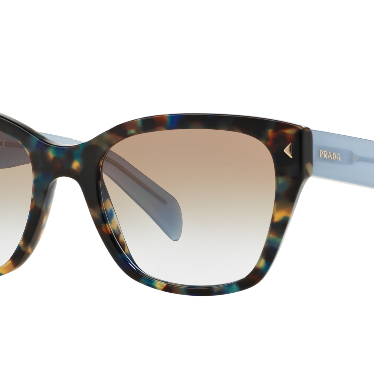 Prada PR 09SS Spotted Brown Blue UE14S2 three-quarter view