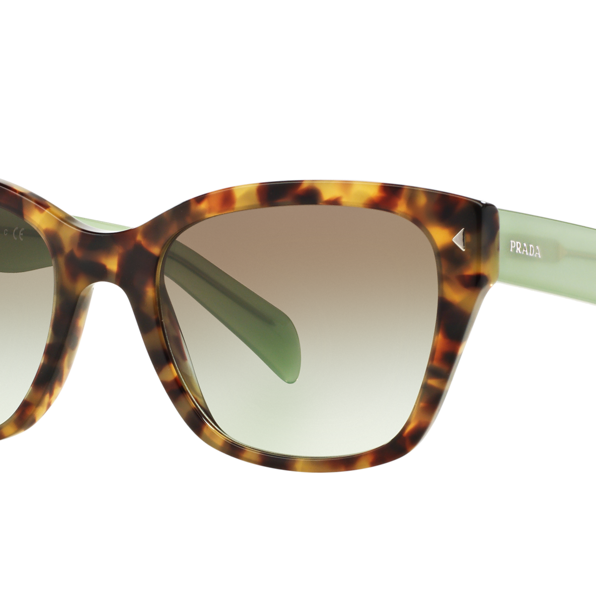 Prada PR 09SS Spotted Brown Green UEZ4K1 three-quarter view