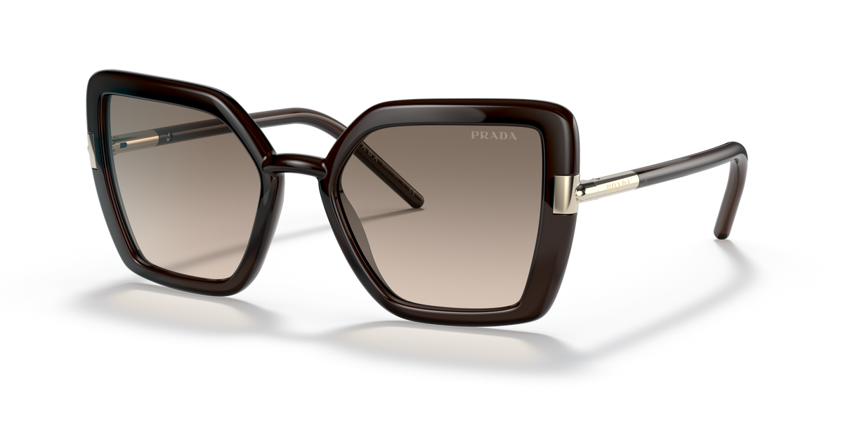 Prada PR 09WS Crystal Dark Brown 05M3D0 three-quarter view