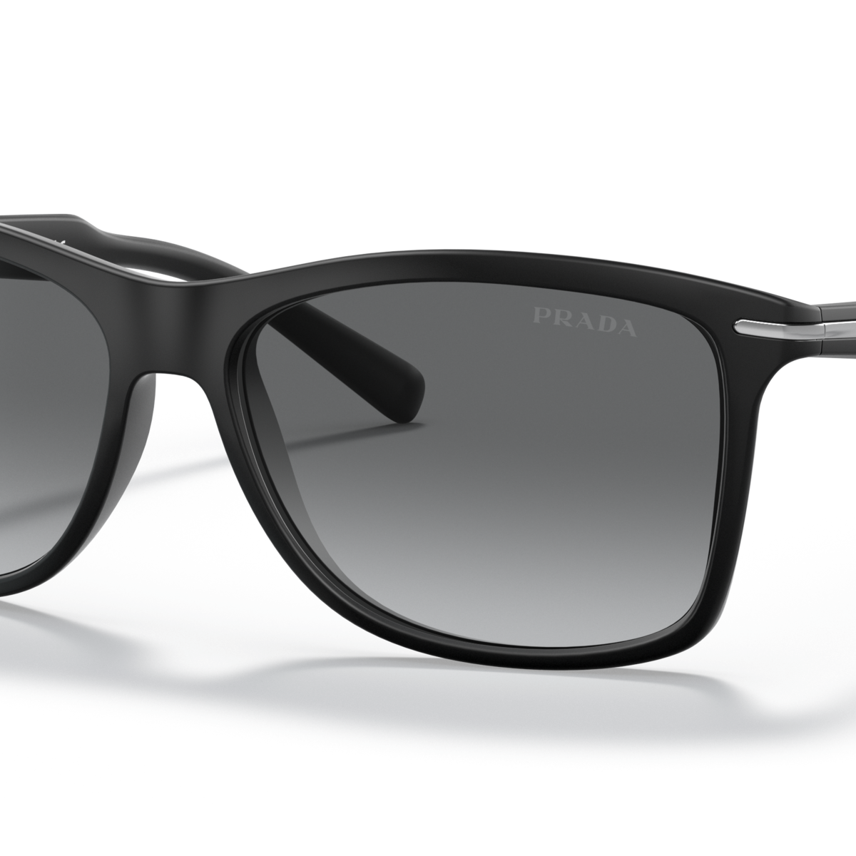 Prada PR 10OS Black Demi Shiny 1BO3M1 three-quarter view