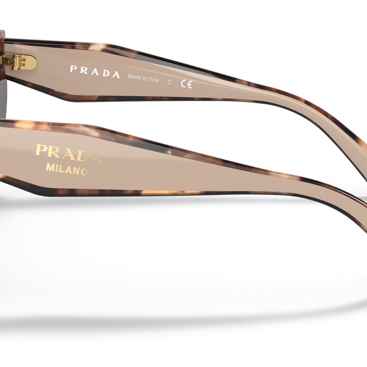Prada PR 14WS 01R0A6 Caramel Tortoise/Powder, side view showing the temple