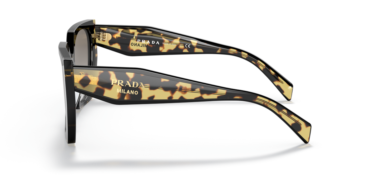 Prada PR 15WS 3890A7 Black/Medium Tortoise, side view showing the temple