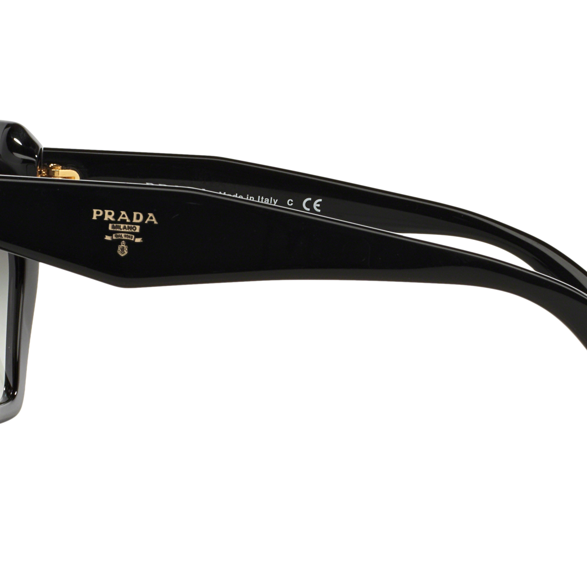 Prada PR 16RS 1AB0A7 Black, side view showing the temple