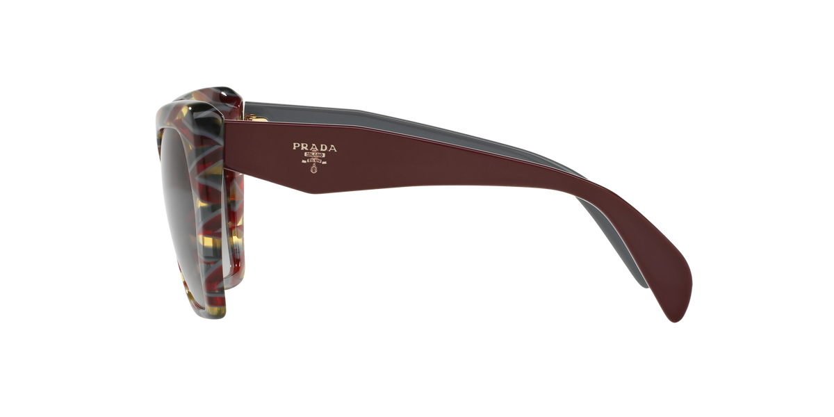 Prada PR 16RS VAP0A7 Sheaves Bordeaux Green, side view showing the temple
