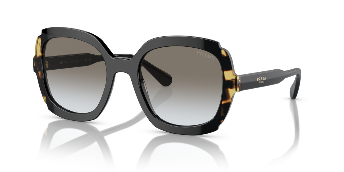 Prada PR 16US Black/Medium Havana 3890A7 three-quarter view