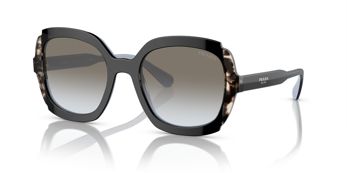 Prada PR 16US Black Azure/Spotted Brown KHR0A7 three-quarter view