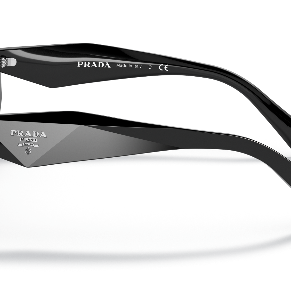 Prada PR 16WS 1AB5D1 Black, side view showing the temple