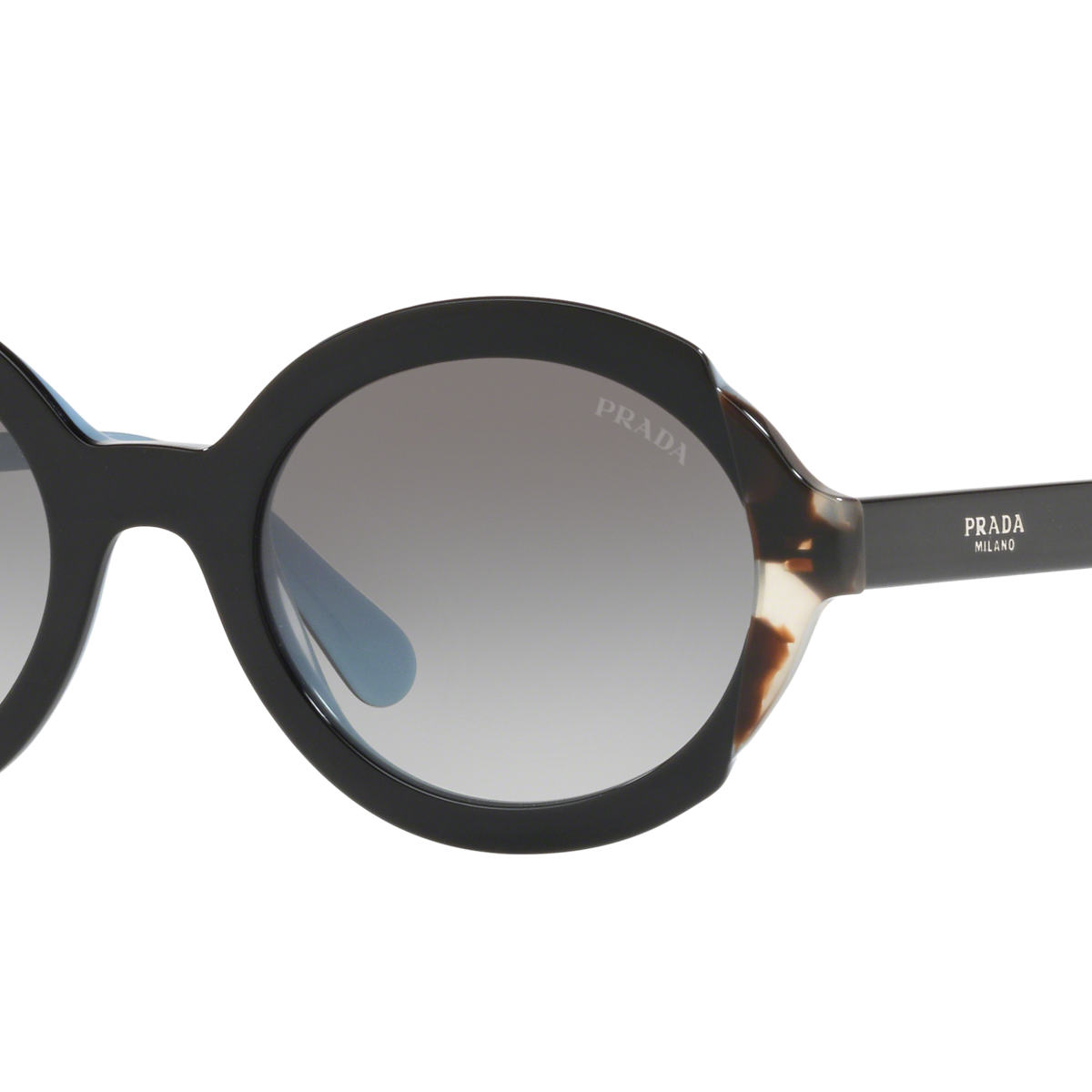 Prada PR 17US Top Black Azure/Spotted Brown KHR0A7 three-quarter view