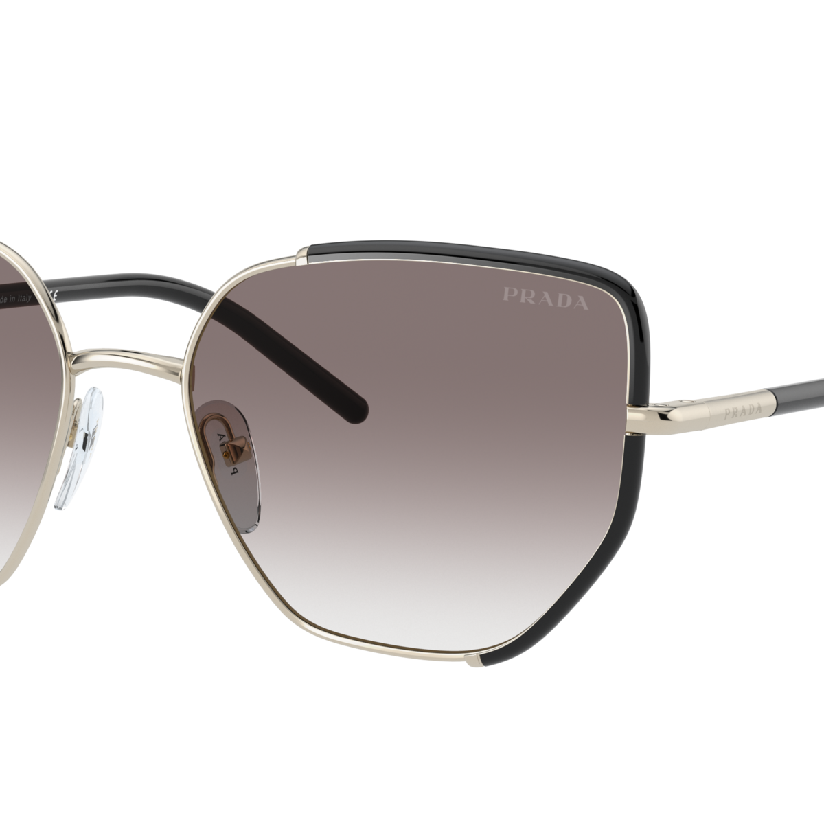 Prada PR 50WS Black/Pale Gold AAV0A7 three-quarter view