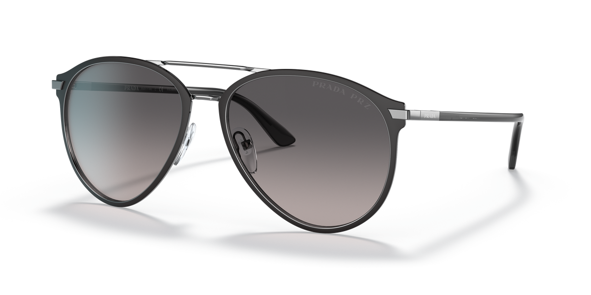 Prada PR 51WS Matte Black/Gunmetal 02G09G three-quarter view