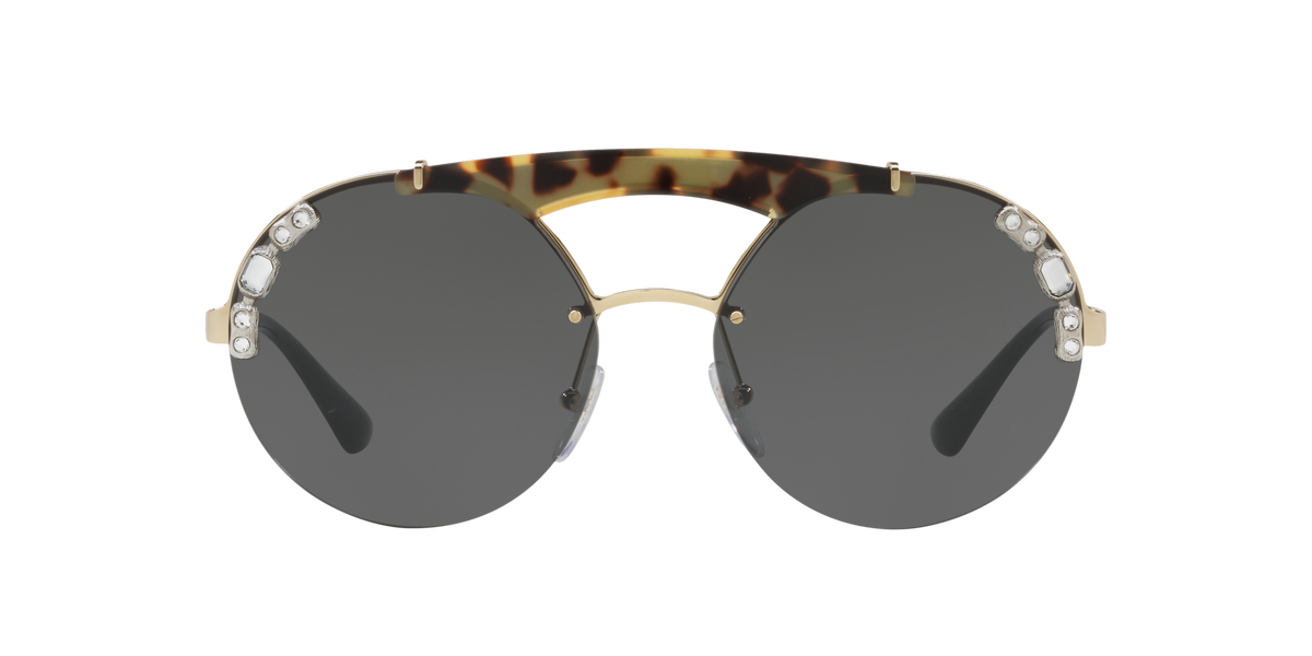 Prada PR 52US Pale Gold/Medium Havana I8N5S0 three-quarter view