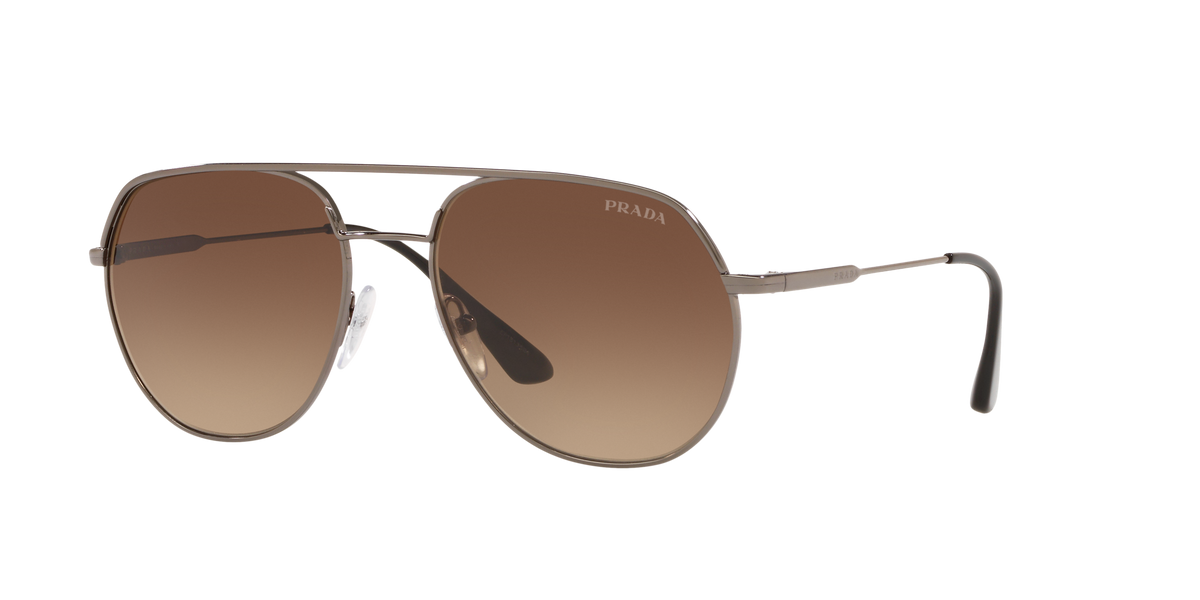 Prada PR 55US Gunmetal 5AV6S1 three-quarter view