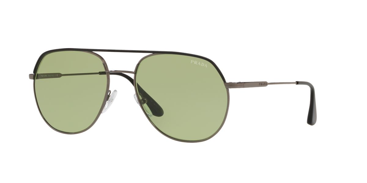Prada PR 55US Black/Gunmetal M4Y411 three-quarter view