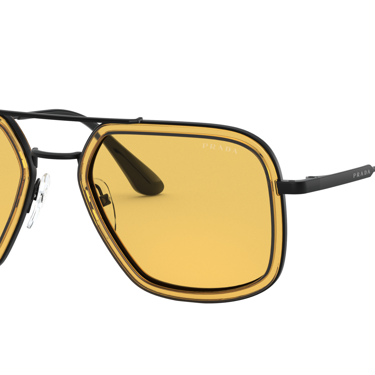 Prada PR 57XS Orange/Gunmetal 03A0B7 three-quarter view