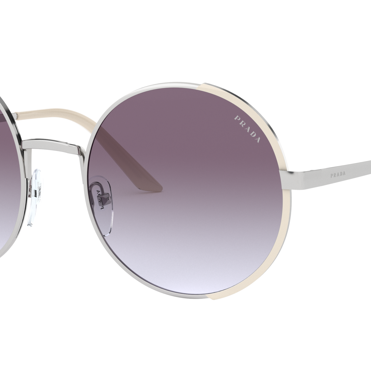 Prada PR 59XS Silver/Ivory 08B4W1 three-quarter view