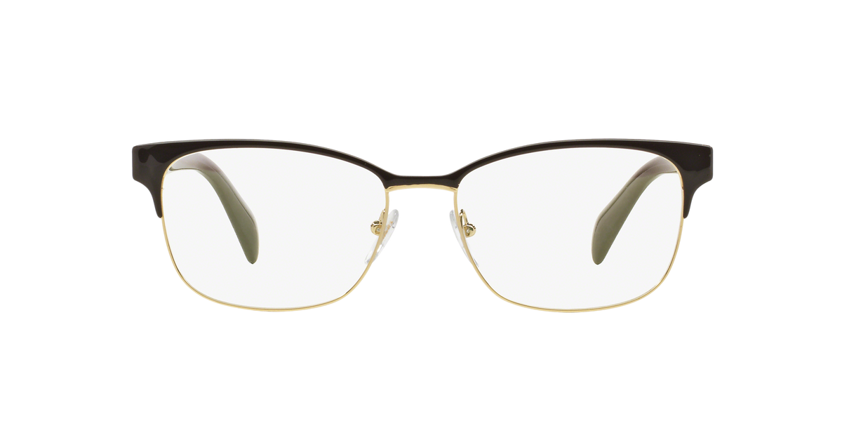 Prada PR 65RV Brown On Pale Gold DHO1O1 three-quarter view