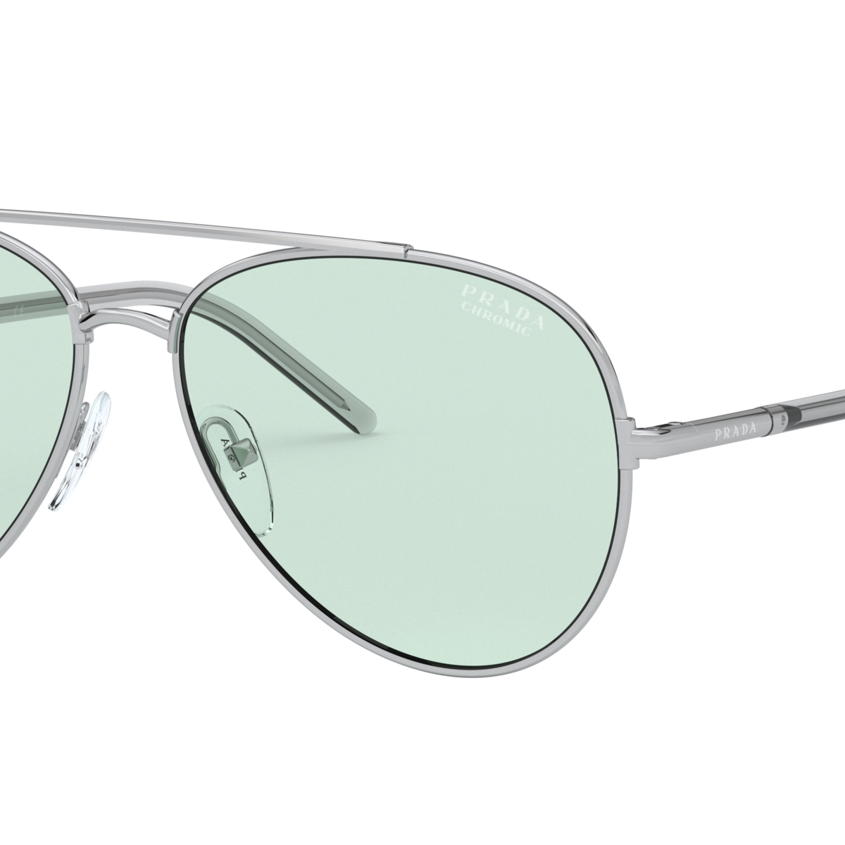 Prada PR 66XS Silver 1BC08D three-quarter view