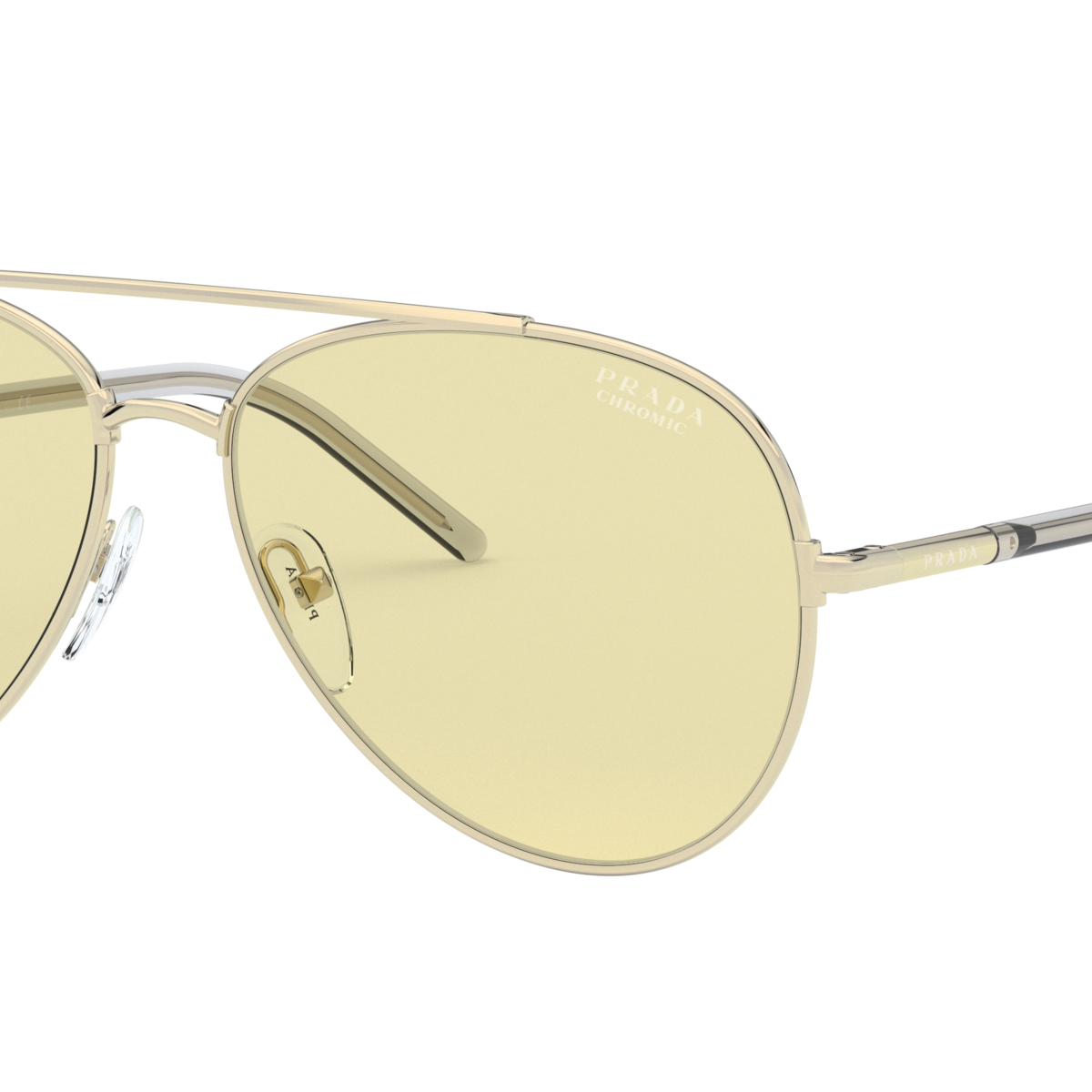 Prada PR 66XS Pale Gold ZVN01F three-quarter view