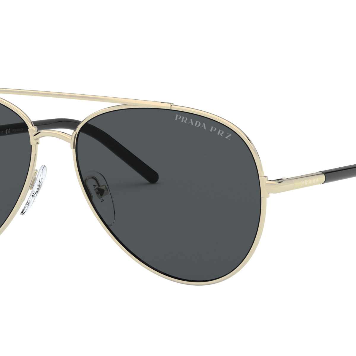 Prada PR 66XS Pale Gold ZVN5Z1 three-quarter view