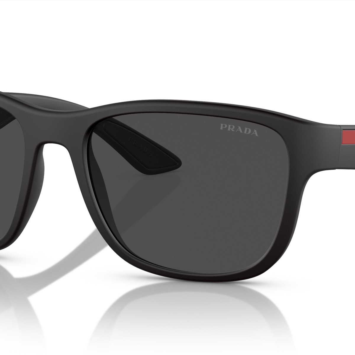 Prada Linea Rossa PS 01US Black Rubber DG05S0 three-quarter view
