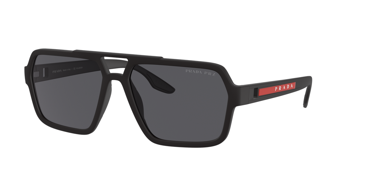 Prada Linea Rossa PS 01XS Black Rubber DG002G three-quarter view
