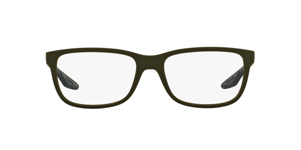Prada Linea Rossa PS 02GV Green Rubber UBW1O1 three-quarter view