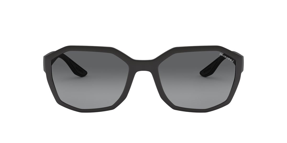 Prada Linea Rossa PS 02VS Black Rubber DG05W1 three-quarter view