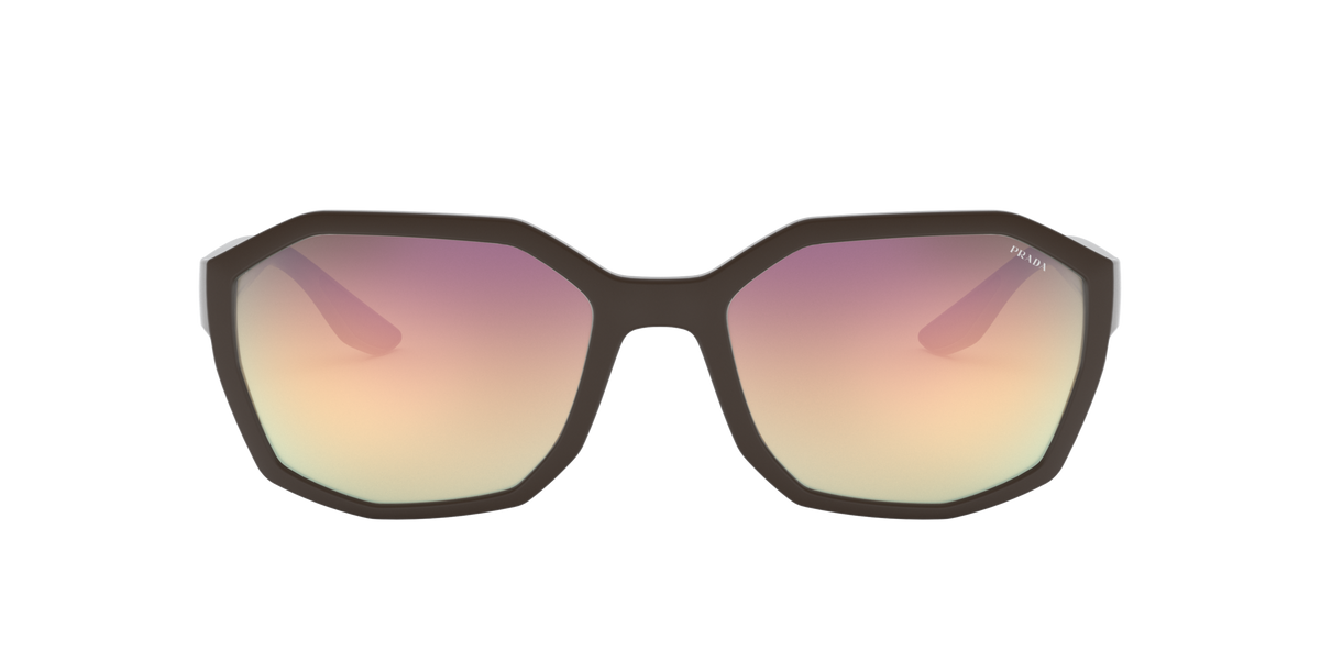 Prada Linea Rossa PS 02VS Brown Rubber VYY739 three-quarter view