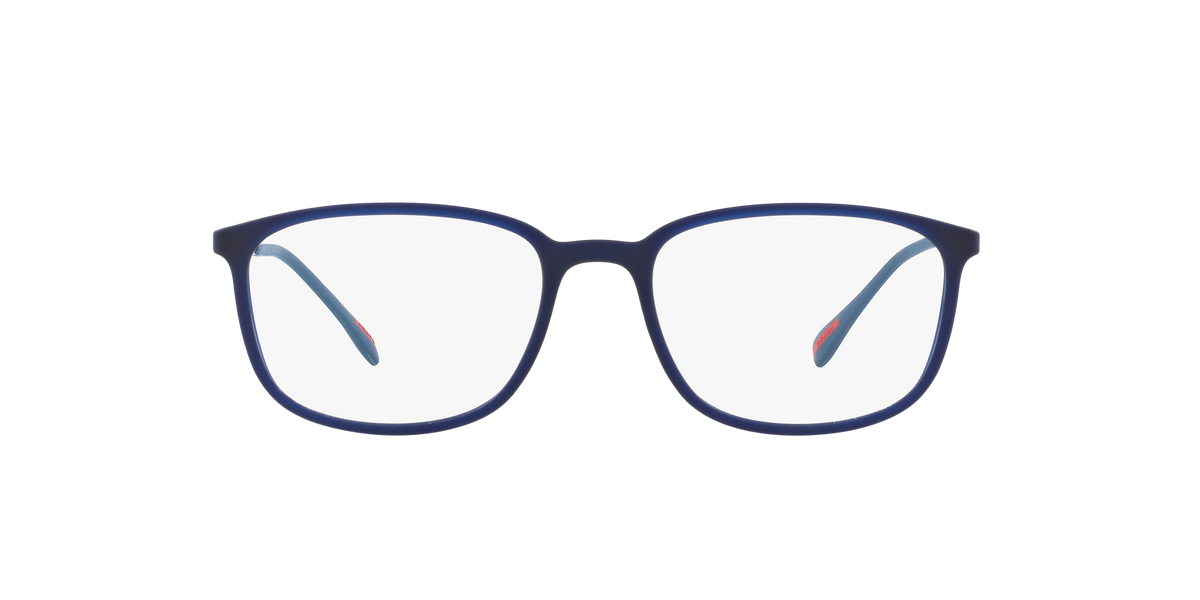 Prada Linea Rossa PS 03HV Transparent Blue Rubber U631O1 three-quarter view