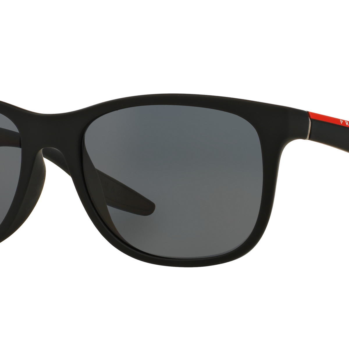 Prada Linea Rossa PS 03OS Black Rubber DG05Z1 three-quarter view