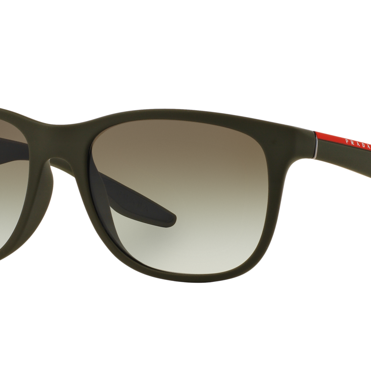 Prada Linea Rossa PS 03OS Green Rubber UBW4M1 three-quarter view