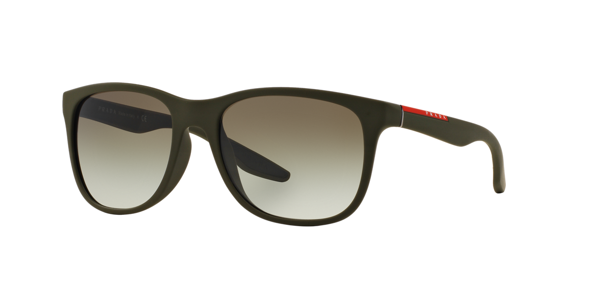 Prada Linea Rossa PS 03OS Green Rubber UBW4M1 three-quarter view