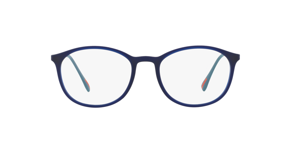 Prada Linea Rossa PS 04HV Transparent Blue Rubber U631O1 three-quarter view