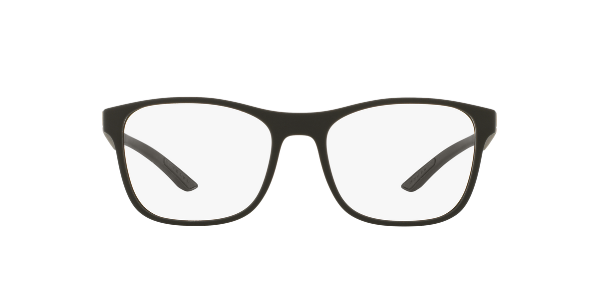 Prada Linea Rossa PS 08GV Black Rubber DG01O1 three-quarter view