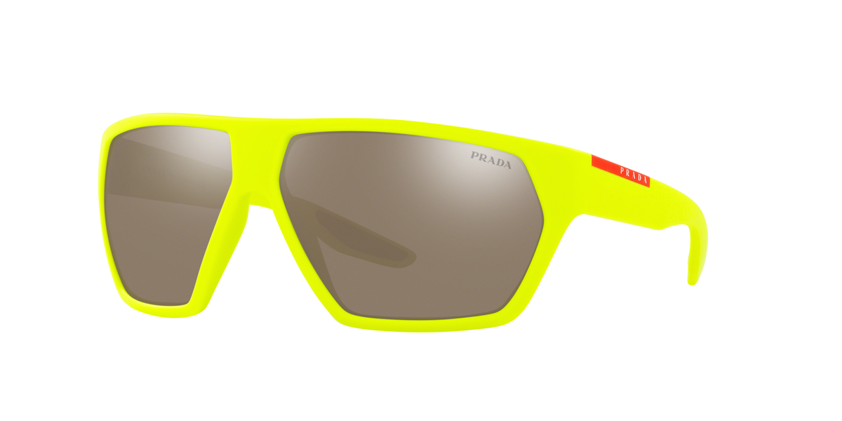 Prada Linea Rossa PS 08US Fluo Yellow Rubber 4461C0 three-quarter view