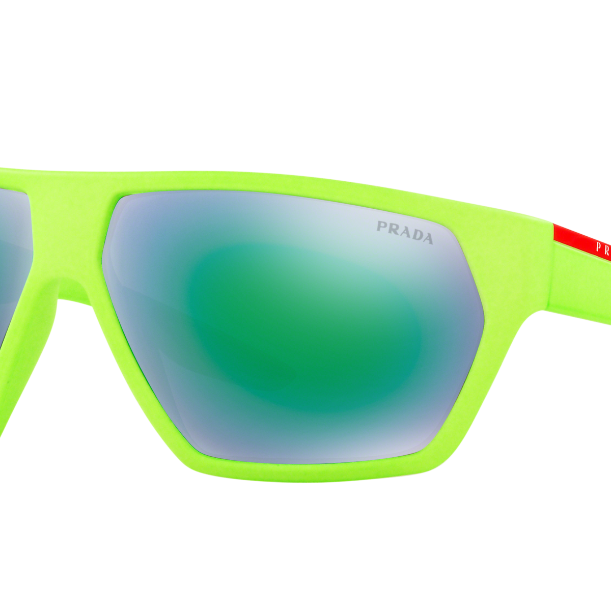 Prada Linea Rossa PS 08US Fluo Green Rubber 4471M2 three-quarter view