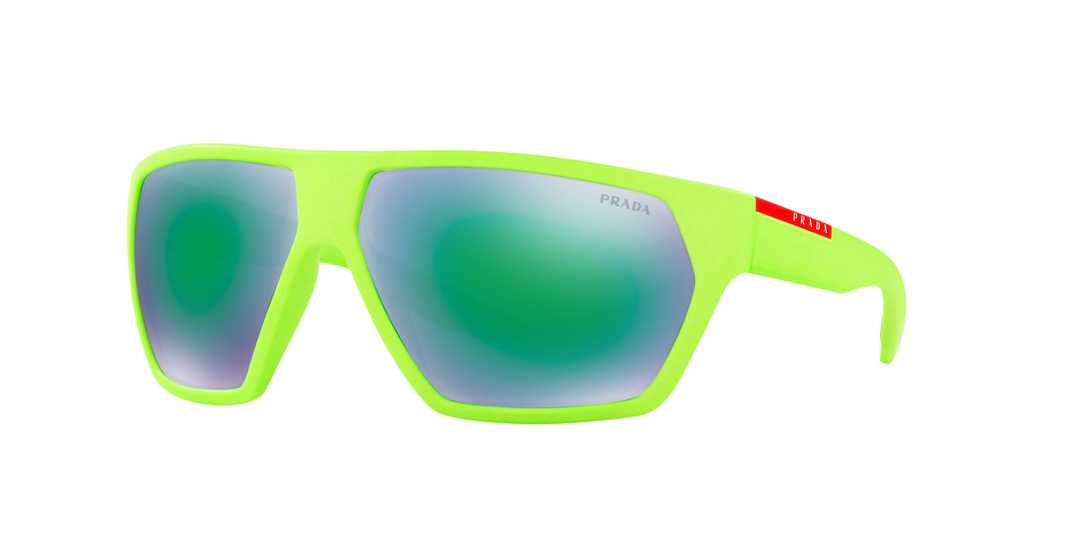 Prada Linea Rossa PS 08US Fluo Green Rubber 4471M2 three-quarter view