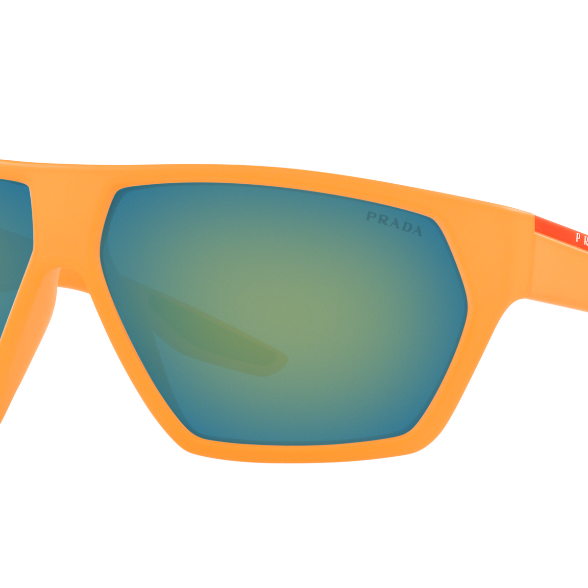 Prada Linea Rossa PS 08US Fluo Orange Rubber 4484J2 three-quarter view