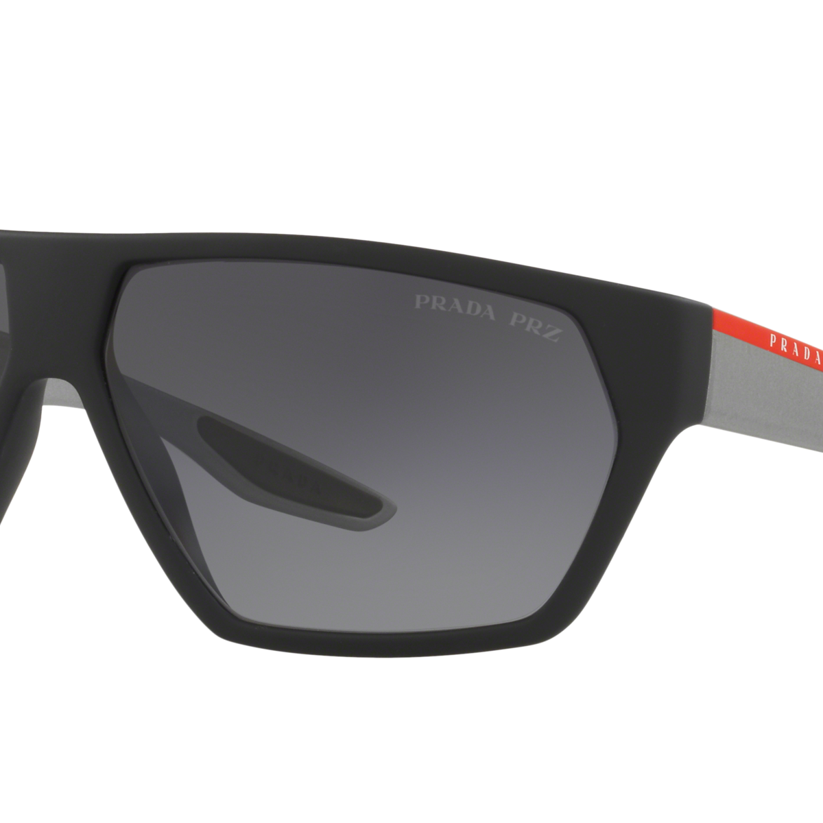 Prada Linea Rossa PS 08US Black Rubber 4535W1 three-quarter view