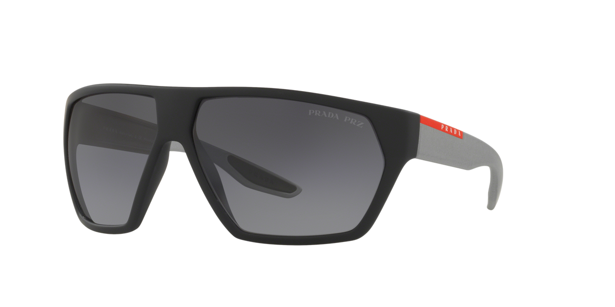 Prada Linea Rossa PS 08US Black Rubber 4535W1 three-quarter view