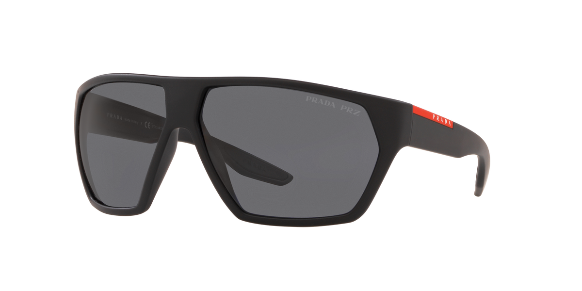 Prada Linea Rossa PS 08US Rubber Black DG05Z1 three-quarter view