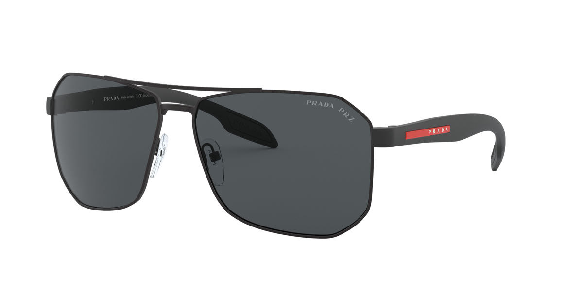 Prada Linea Rossa PS 51VS Black Rubber DG05Z1 three-quarter view