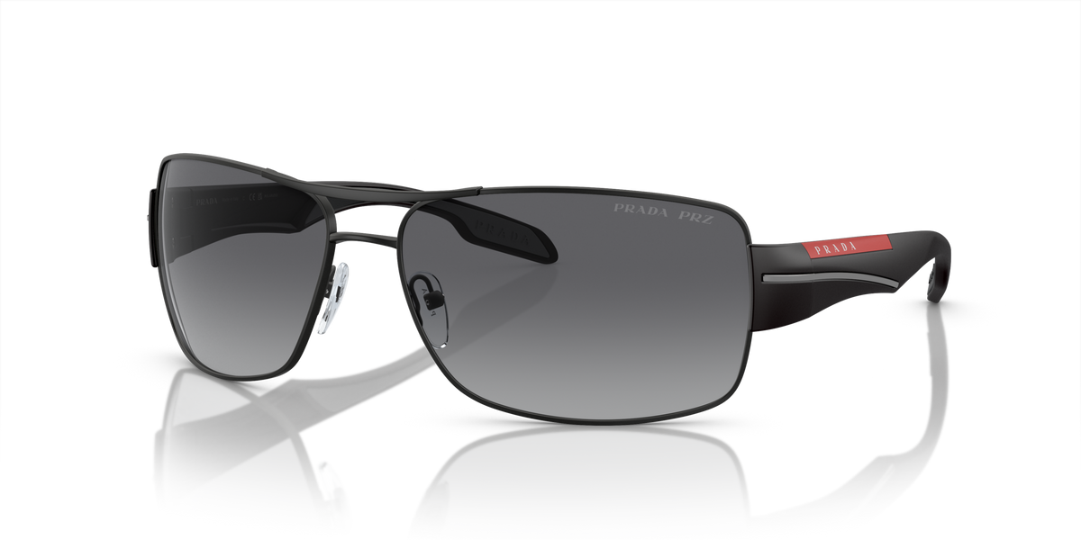 Prada Linea Rossa PS 53NS Black Rubber DG05W1 three-quarter view